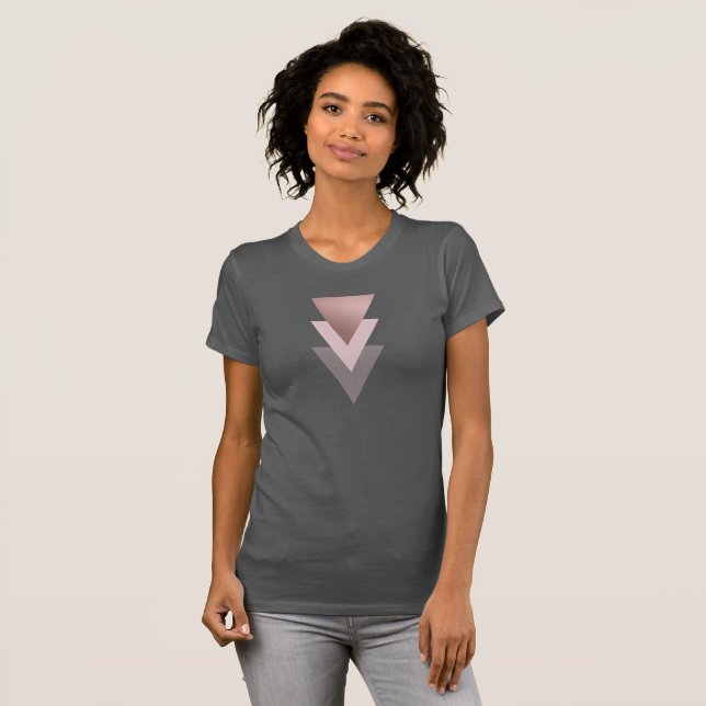 Camiseta triângulos geométricos cor-de-rosa claros (Frente Completa)