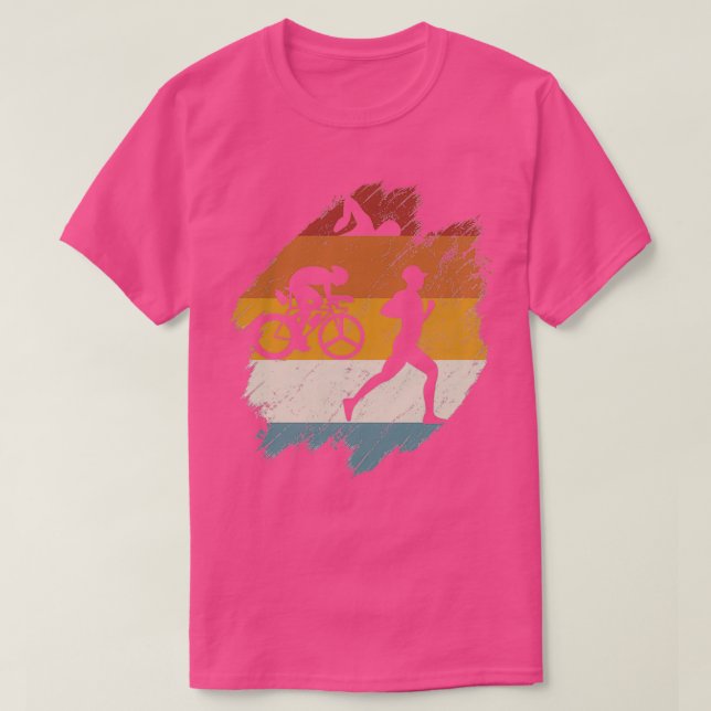 Camiseta Triathlon de vintagem retrô (Frente do Design)
