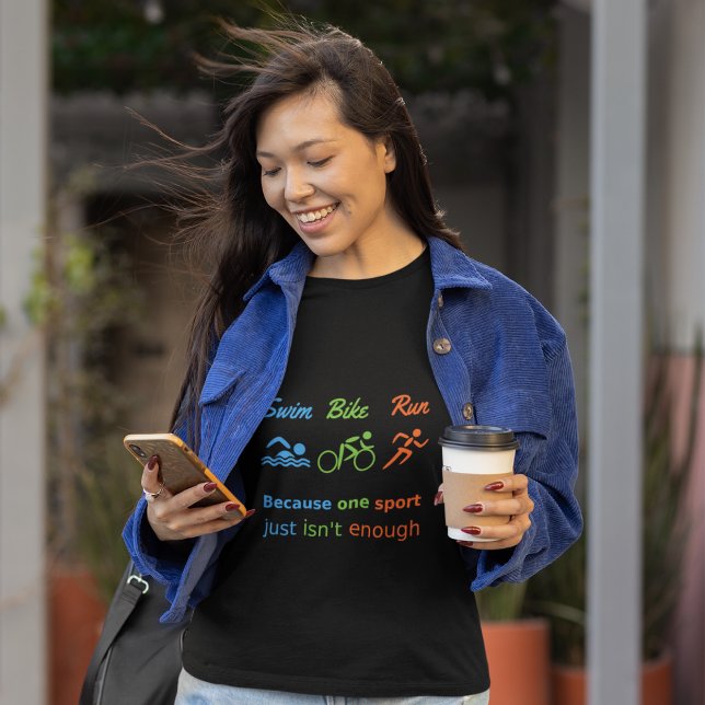 Camiseta Triathlon esportivo citando natação de bicicleta (Criador carregado)