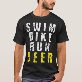Camiseta Triathlon natação Bike Run Beer Funny