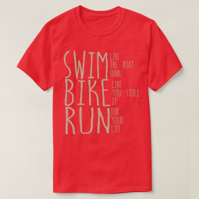 Camiseta Triathlon Natação Como A Bicicleta Solta Do Barco  (Frente do Design)