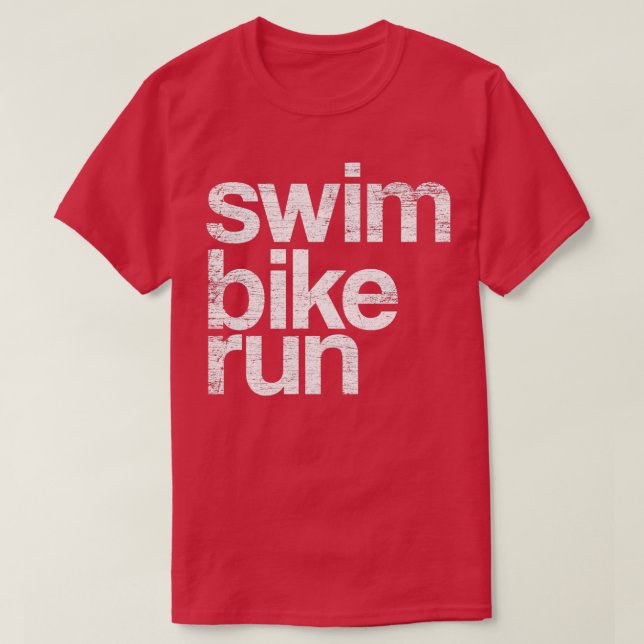 Camiseta Triathlon Run de bicicleta de natação Grunge 1 (Frente do Design)