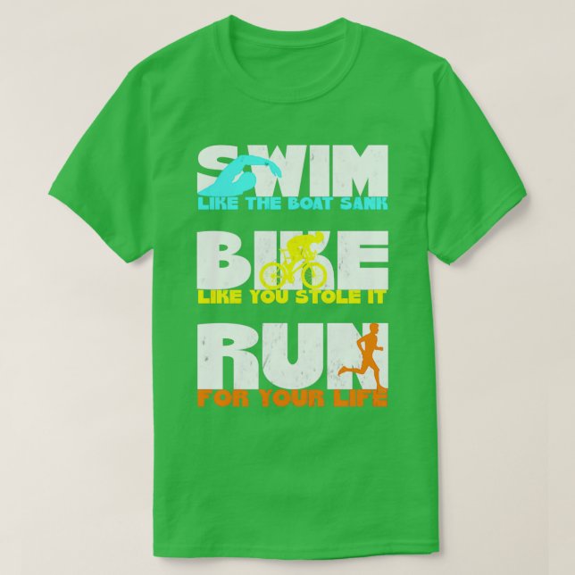Camiseta Triathlon Run natação Bike Grunge 3 (Frente do Design)