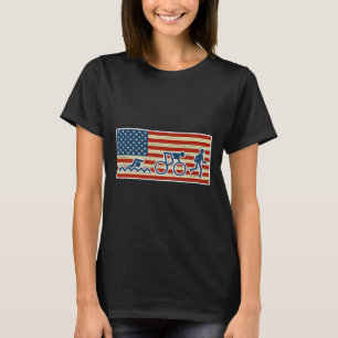 Camiseta Triathlon Run Triathlete Biathlon Usa Flag Sports