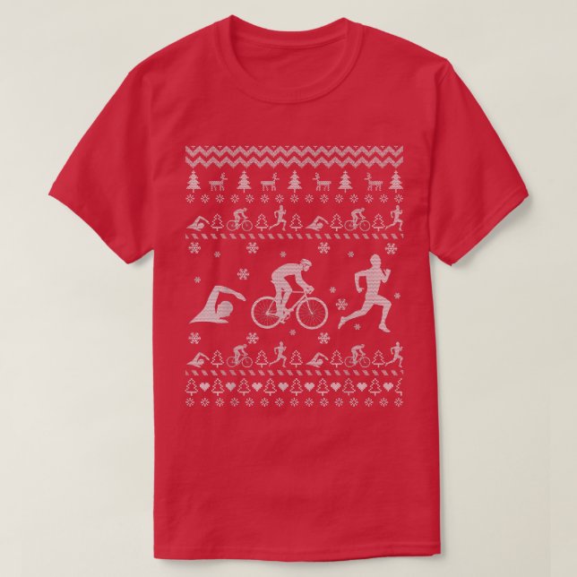 Camiseta Triathlon Ugly Christmas Sweater Presente Para Mul (Frente do Design)