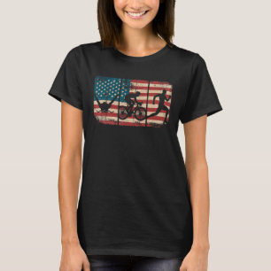 Camiseta Triathlon USA Flag Triathlete Natação Esportiva