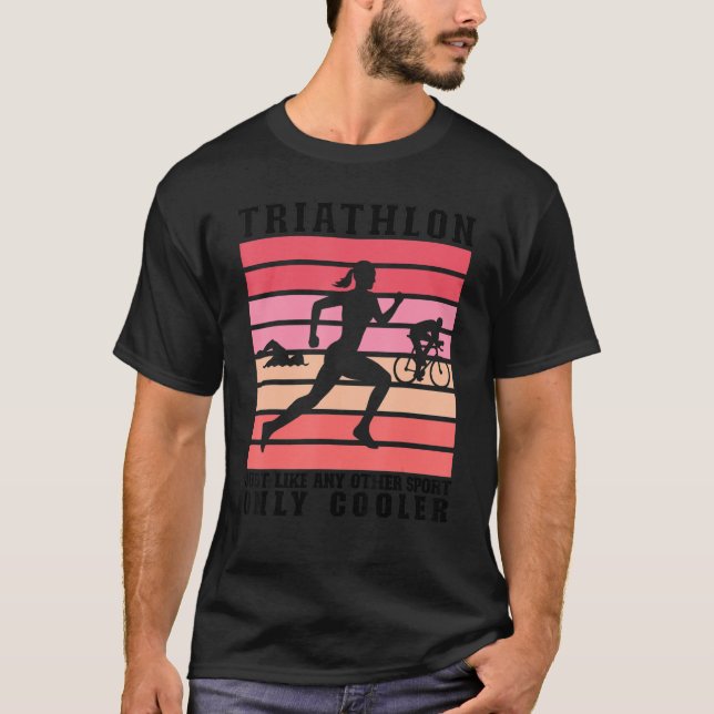 Camiseta Triathlon Women Triathletes, Natação de bicicleta  (Frente)