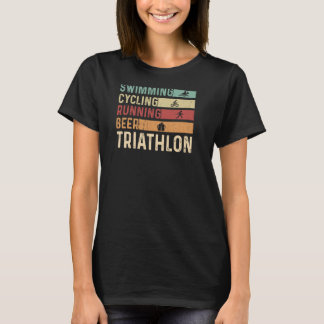 Camiseta Triatleta de Nadar Ciclografando Cerveja Corrente