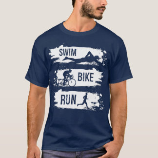 Camiseta Triatlo de corrida de bicicleta de natação nadando