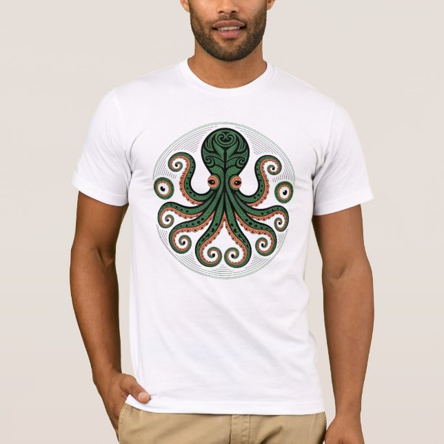 Camiseta Tribal do Polvo do Oceano (Frente)