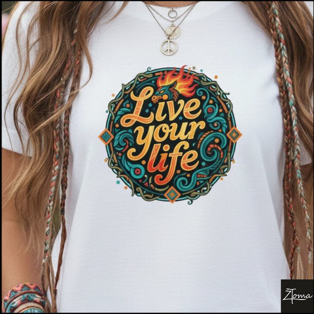 Camiseta Tribal Dragon Live Your Life Geometric (Criador carregado)