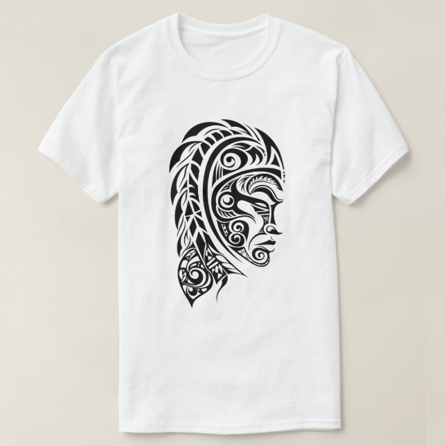 Camiseta Tribal Face Tattoo Design Illustration (Frente do Design)