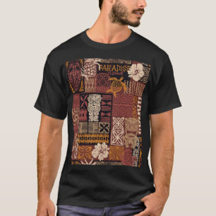 Camiseta Tribal Havaiano: Patchwork de Tecido Vintage
