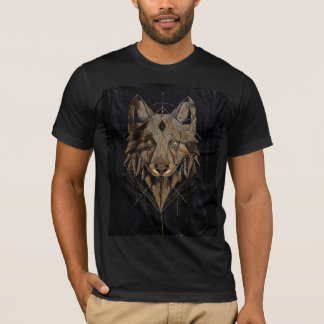 Camiseta Tribal Lobo Geométrico Preta