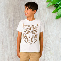 Tribal Owl Line Art Modern Brown Abstrato