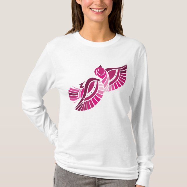 Camiseta Tribal Pink Bird Stylized Magenta Phoenix (Frente)