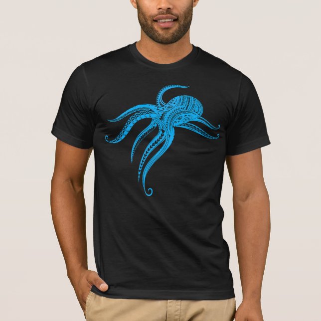 Camiseta TRIBAL POLINESIANO OCTOPUS LtBlue (Frente)