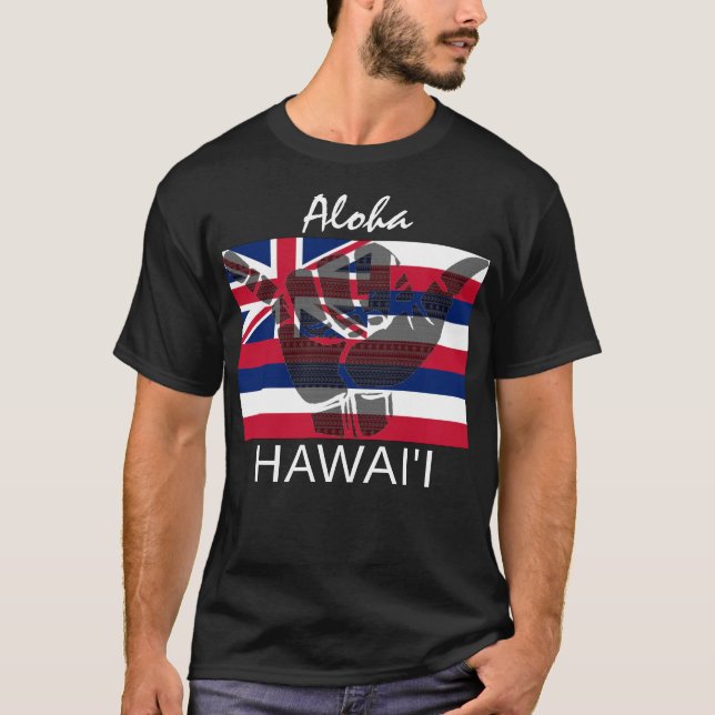 CAMISETA TRIBAL SHAKA (HANG LOOSE) HAWAII FLAG BG (Frente)