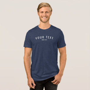 Camiseta Triblend Azul do Marinho Sólido da Tendência Perso