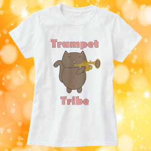 Camiseta Tribo da Trombeta Gato Marrom Rosa
