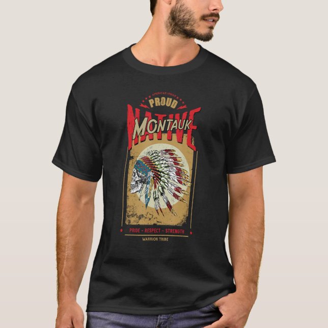 Camiseta Tribo do Guerreiro Indiano Montauk Nativo American (Frente)