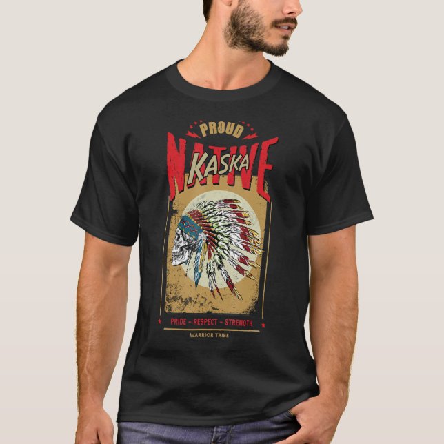 Camiseta Tribo do Guerreiro Indígena Indiano de Kaska Orgul (Frente)