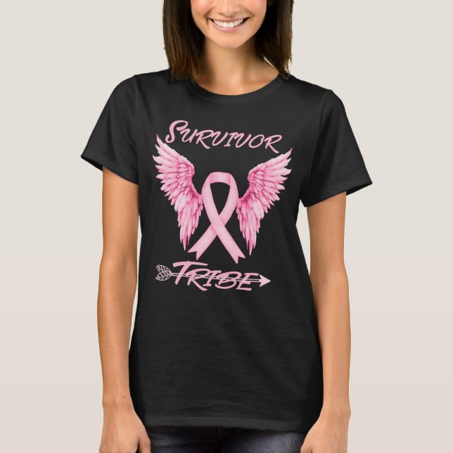 Camiseta tribo sobrevivente Sensibilização do Cancer da Mam (Frente)
