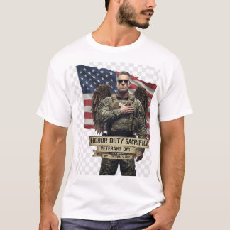 Camiseta Tributo ao Dia dos Veteranos – Honra, Dever, Sacri
