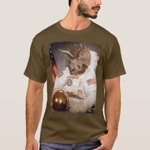 Camiseta Tricerátops Astronauta Fato De Dinossauro Moon Din