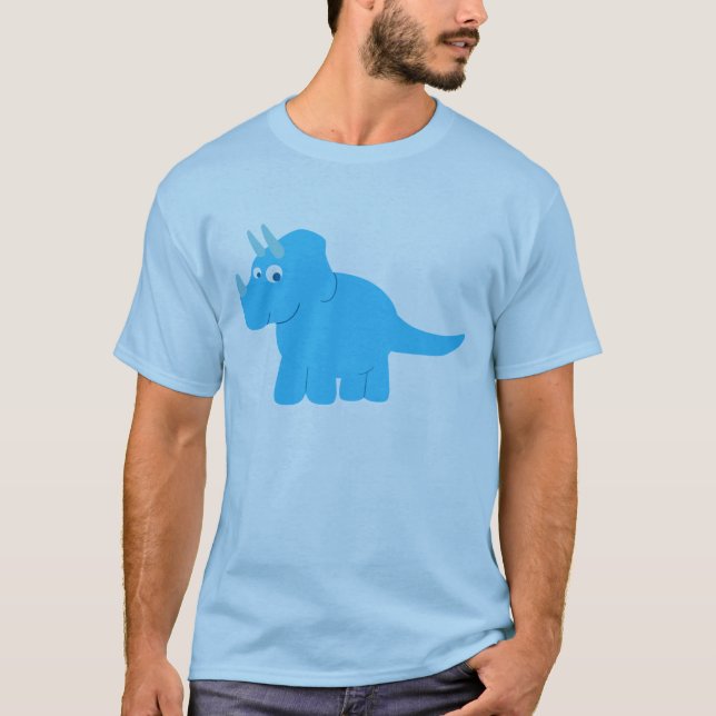 Camiseta Tricerátops Azul Dinossauro (Frente)