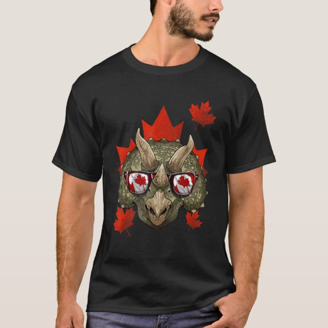 Camiseta Triceratops canadense Mapeando Árvore Folha Canadá (Frente)