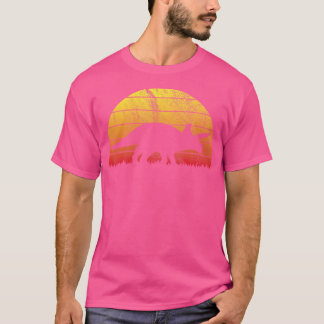 Camiseta Triceratops Dinossaur Retro Vintage Summer Sunset