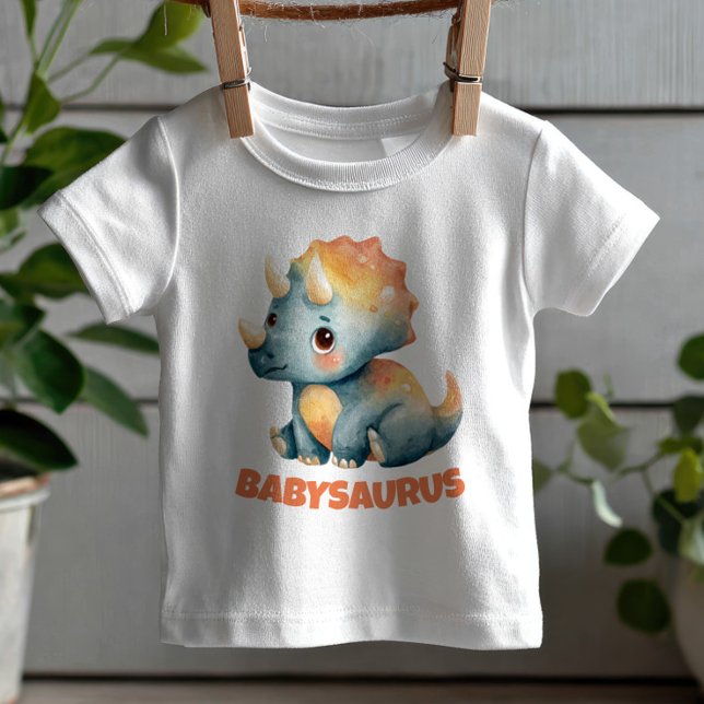 Camiseta Triceratops Dinossauro Bebe Saurinho Aquarela Fofa (Criador carregado)