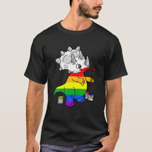 Camiseta Tricerátops LGBT Dino LGBTQ Arco-Íris Curioso