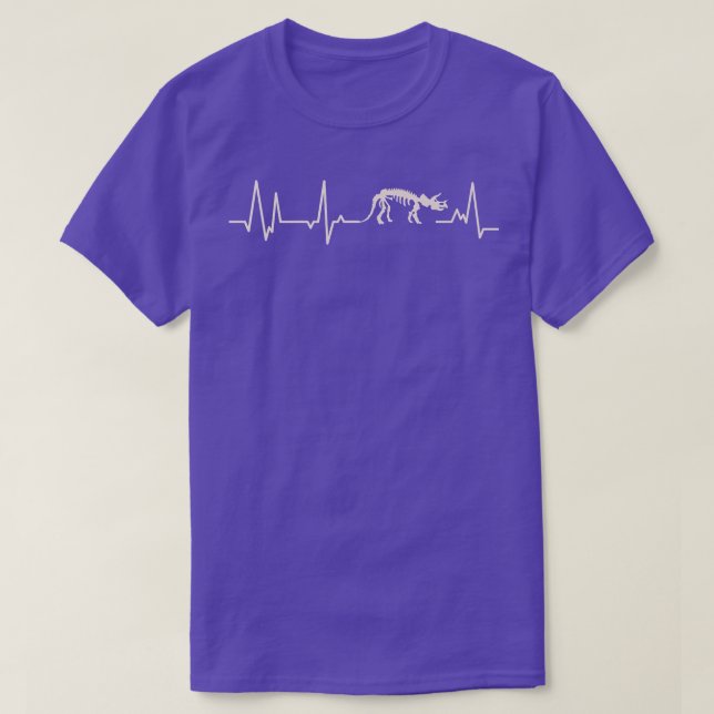 Camiseta Triceratops Pulsação com Ceratopsia Skeleton Din (Frente do Design)