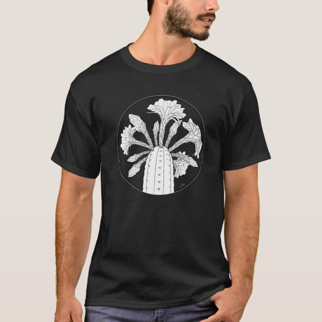 Camiseta Trichocereus Pachanoi - Tatuagem do Círculo Flor - (Frente)