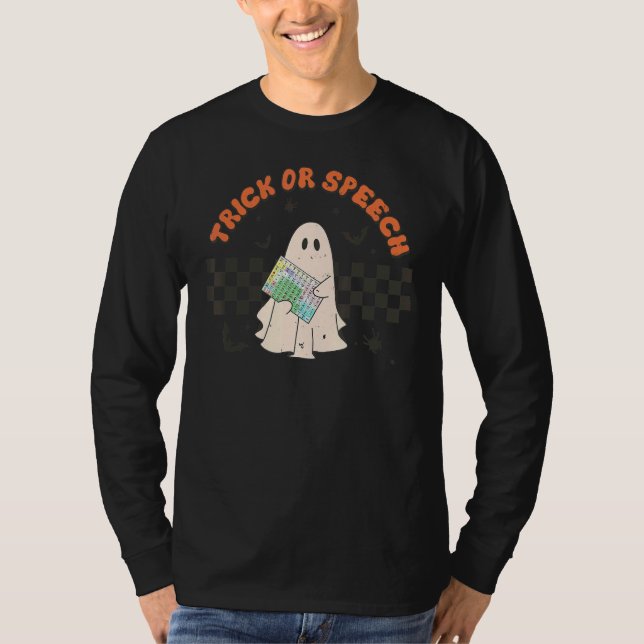 Camiseta Trick Fantasma Ou Spo De Fala Do Fantasma De Hallo (Frente)