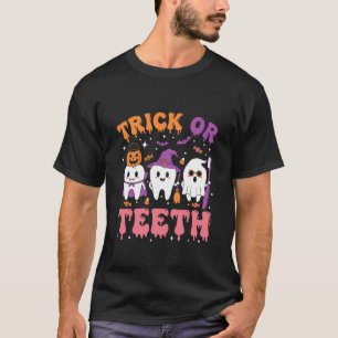 Camiseta Trick Or Dentes Equipe Dentista Dentária Divertida