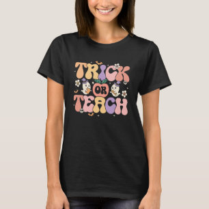 Camiseta Trick Or Teach Cute Halloween Groovy Fantasma Prof