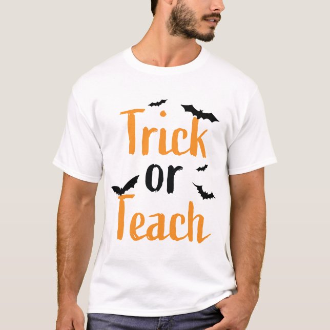 Camiseta Trick or teach- design de Halloween (Frente)