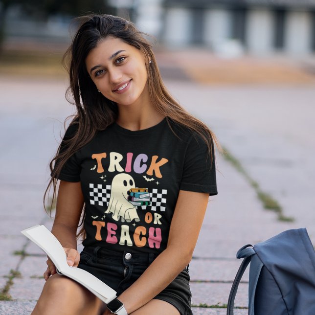 Camiseta Trick or Teach Funny Halloween Teacher (Criador carregado)