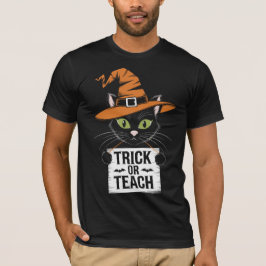 Camiseta Trick Or Teach Professor Groovy Dia das Bruxas Ret