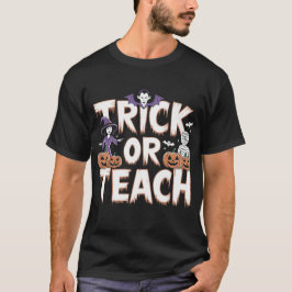 Camiseta Trick Or Teach Professor Groovy Dia das Bruxas Ret