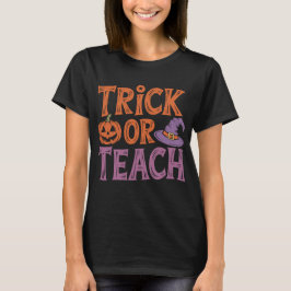 Camiseta Trick Or Teach Professor Groovy Dia das Bruxas Ret