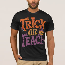 Camiseta Trick Or Teach Professor Groovy Dia das Bruxas Ret