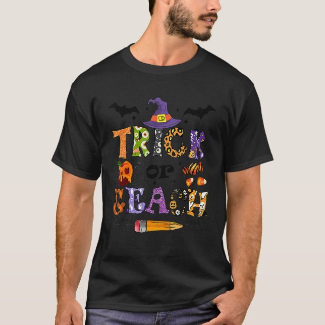 Camiseta Trick Or Teach  Teacher Halloween Costume 1 (Frente)