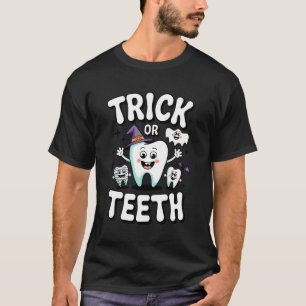 Camiseta Trick Or Teeth Fantasia de Halloween Diversão