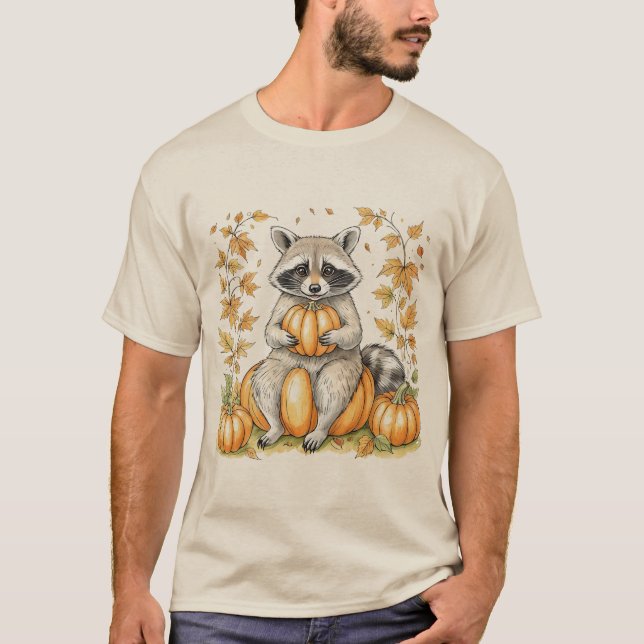 Camiseta Trick or Trashy Raccoon Halloween Abóbora Fashion (Frente)