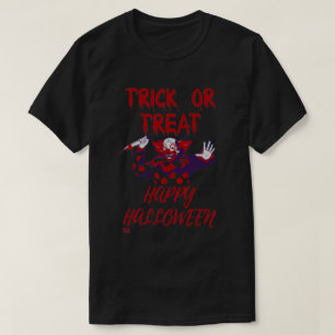 Camiseta "TRICK OR TRAT SCARY CLOWN", halloween engraçado