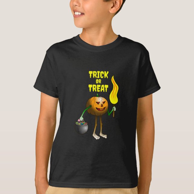 Camiseta Trick or Treat abóbora (Frente)
